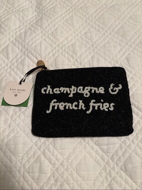 kate spade Black Beaded 'champagne & french fries' Wristlet